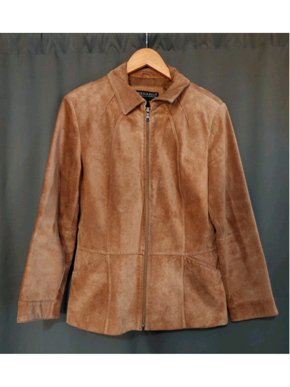 Bernardo For Nordstrom Genuine Leather Camel Zip Up Women’s Jacket Coat Medium - Picture 5 of 16
